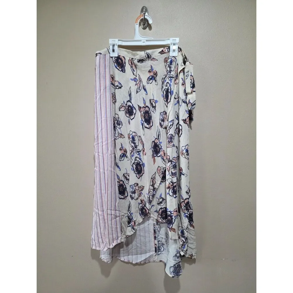 Crimson Grace Floral Wrap Midi Skirt Tie Waist Boho Cottagecore Size Medium